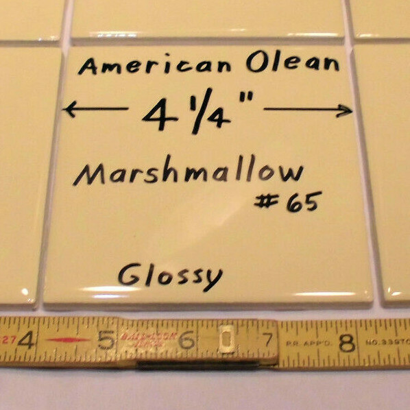 1 pc. *Glossy Marshmallow Yellow* Ceramic Tiles by American Olean…4-1/4″ NEW