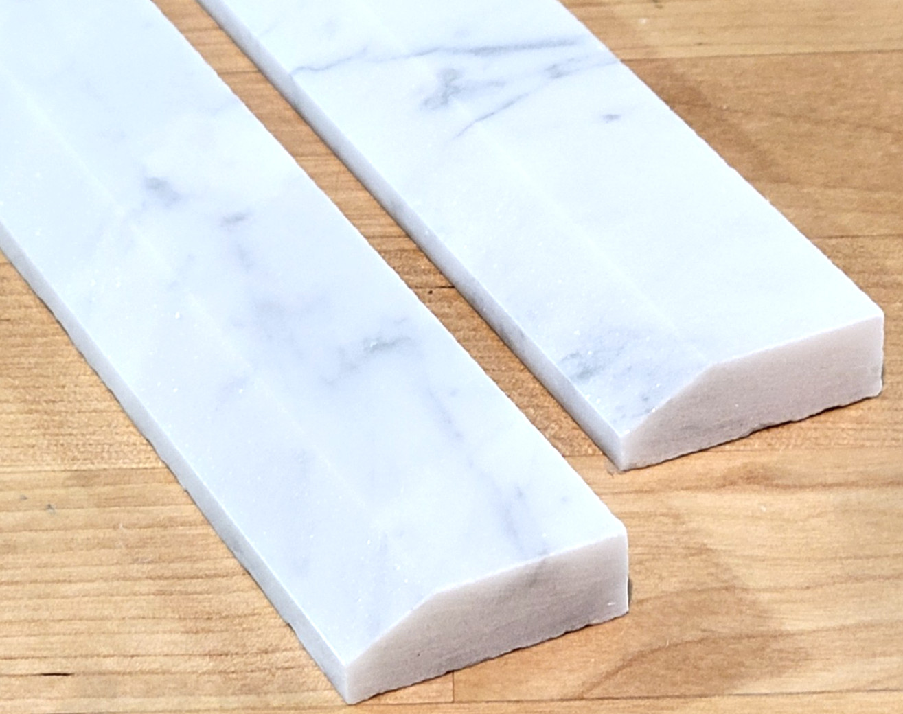 10 PCS – MARBLE PENCIL TRIM LINER 12 X 1-1/4 X 3/8″ White / Gray Italian Marble
