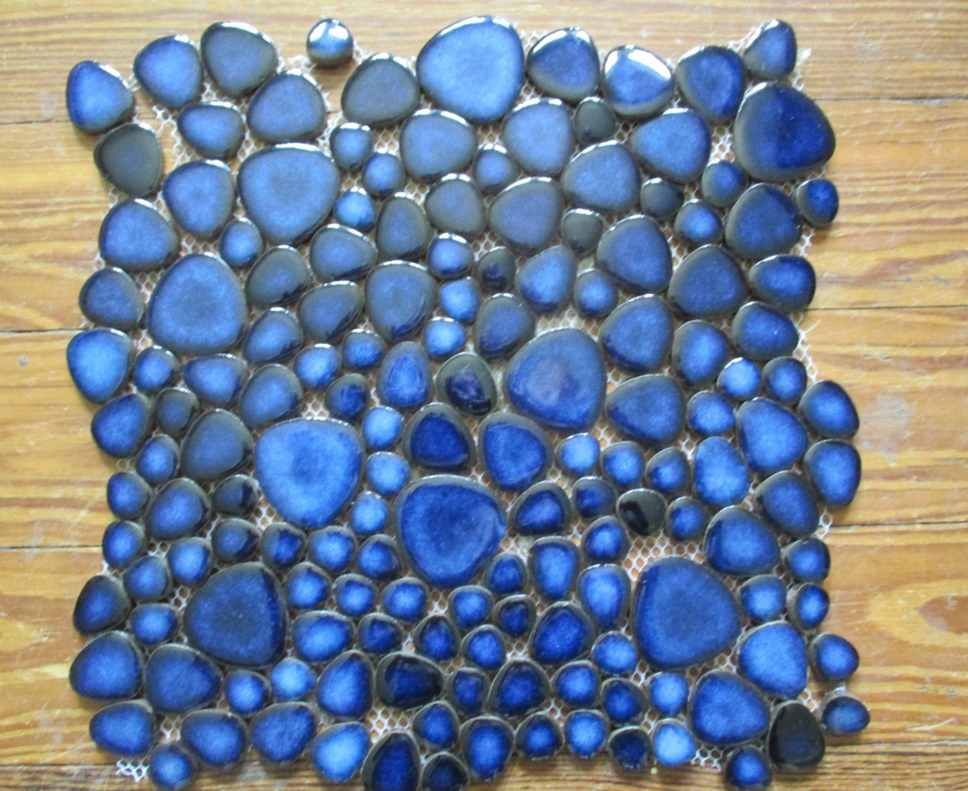 Cobalt Blue Pebble Porcelain Tile Shower Floor Bathroom Wall Mosaic 2 Sheet Set
