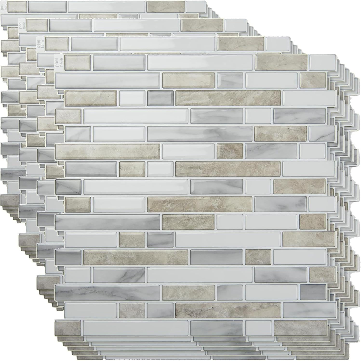 10-Sheet Heavy-Duty Peel and Stick Backsplash, Waterproof Wall Tiles Stick on Ki