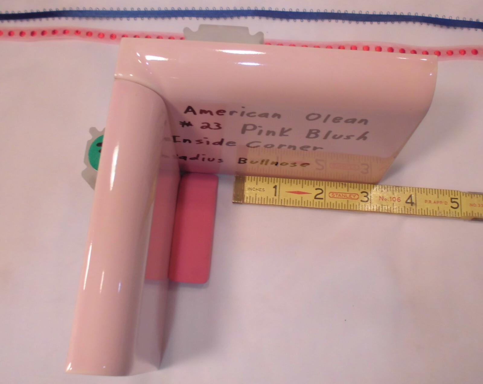 Pink Blush: Radius Bullnose Inside Ceramic Tile 4-1/4″ American Olean, AKR-4402