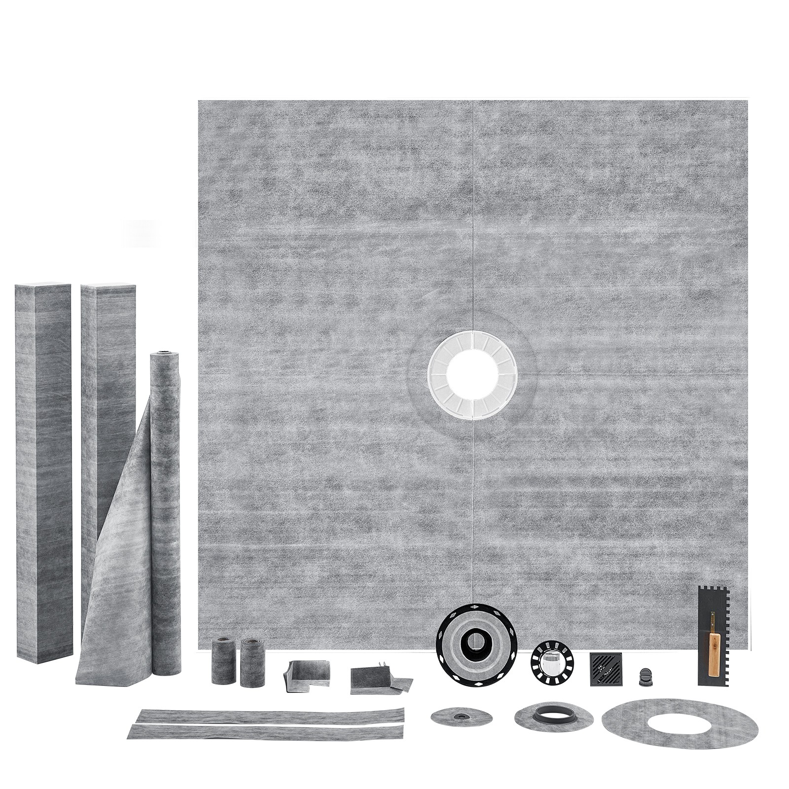 Uimoso Shower Curb Kit Shower Pan Kit 72×72″ w/ 2″ Central Flange ABS Waterproof