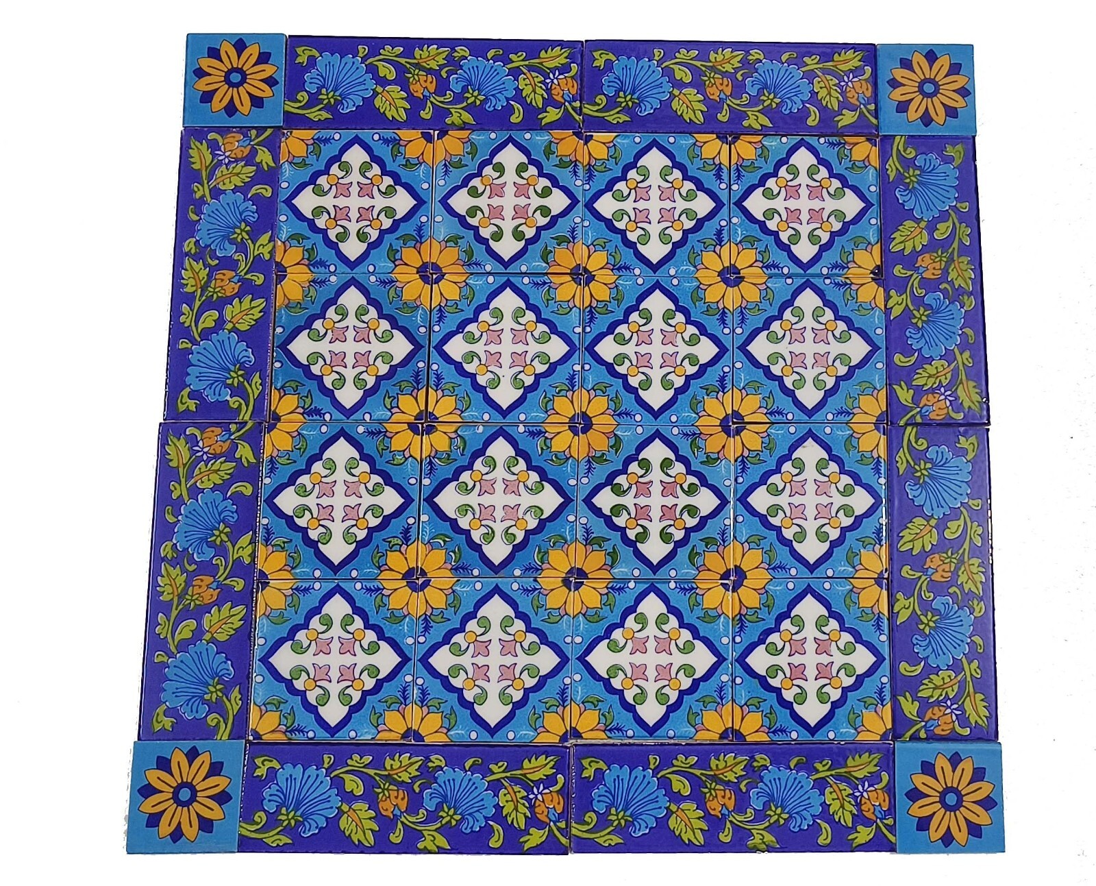 Interior Exterior Flooring Wall Ceramic Tile Mural Mosaic Floral Set of 28 Pcs.