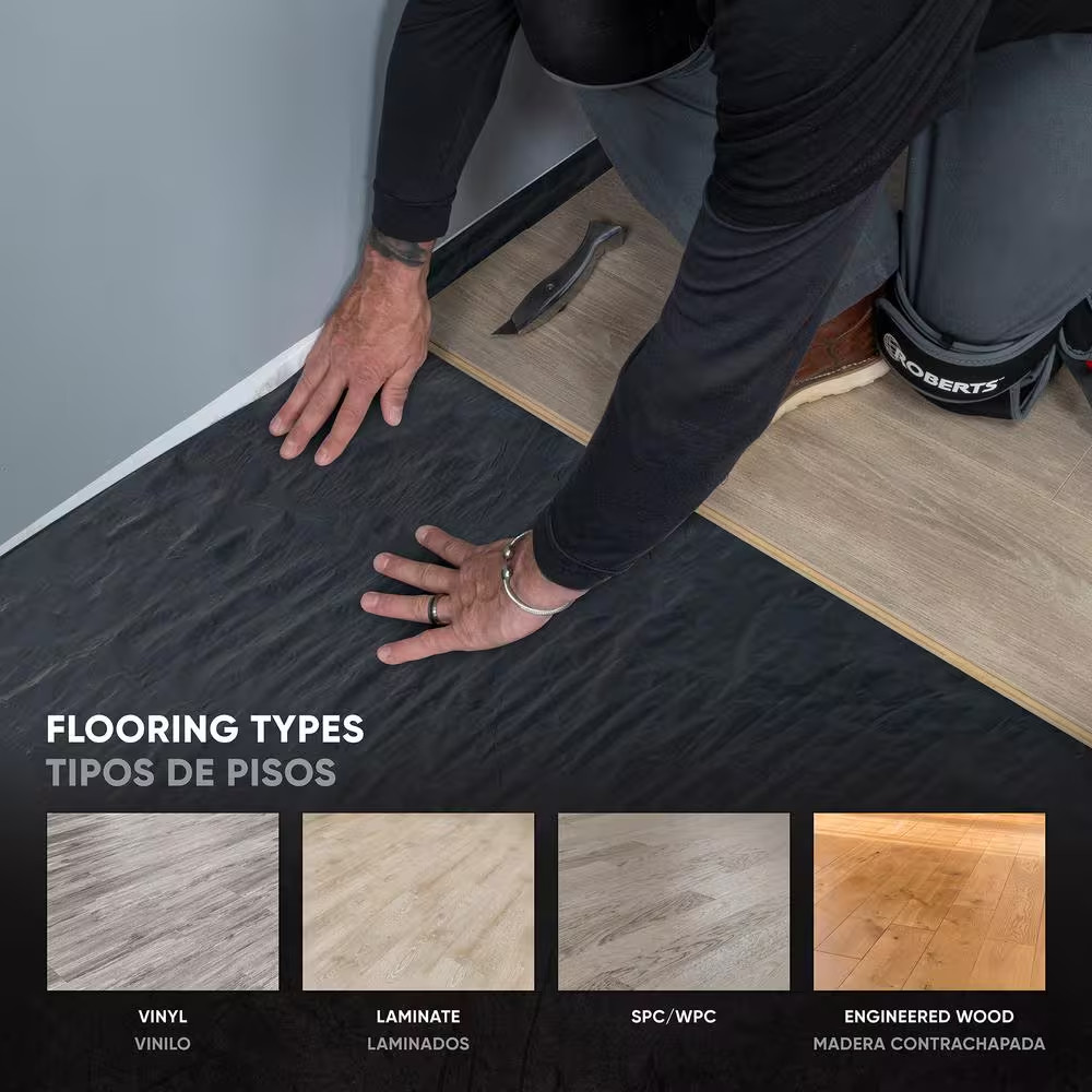 Roberts Moisture Barrier Underlayment 6Mil Vapor Barrier 120 Sq Ft Flooring Roll