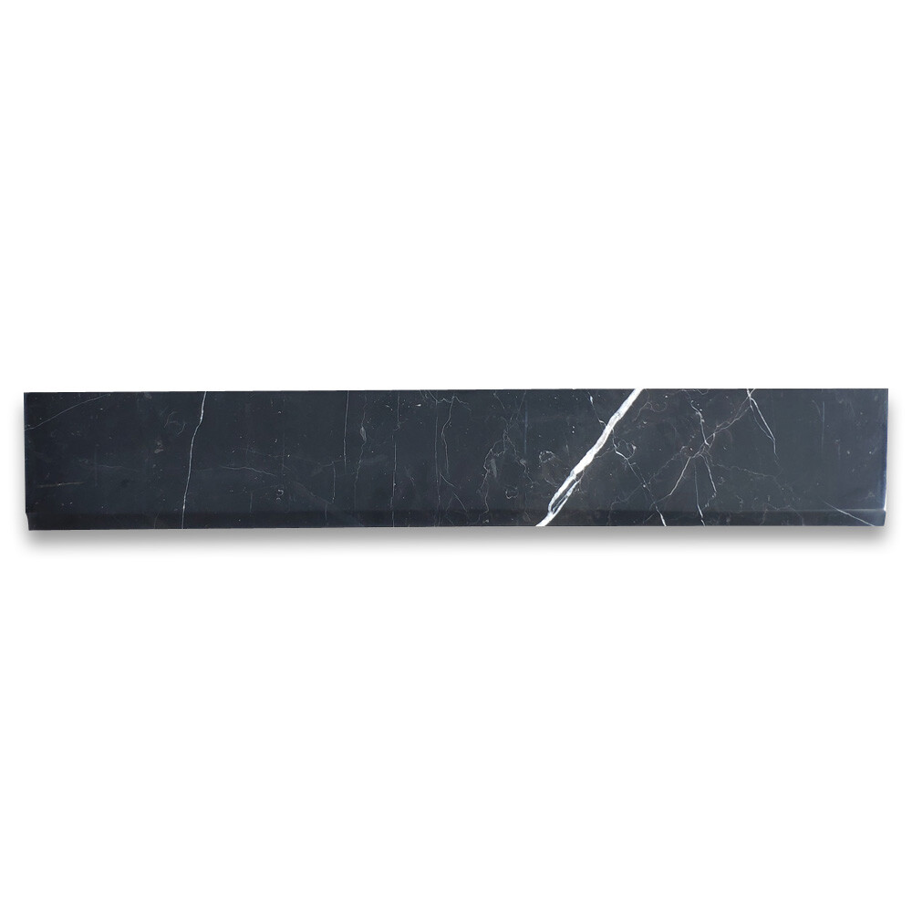N0BP Nero Marquina Black Marble 6×36 Threshold Saddle Single Beveled Tile