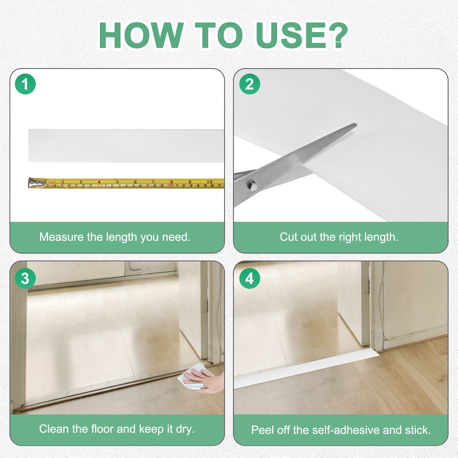 Transition Strip, 3.28FTx2.99Inch(1mx7.6cm) Floor Strip [White]