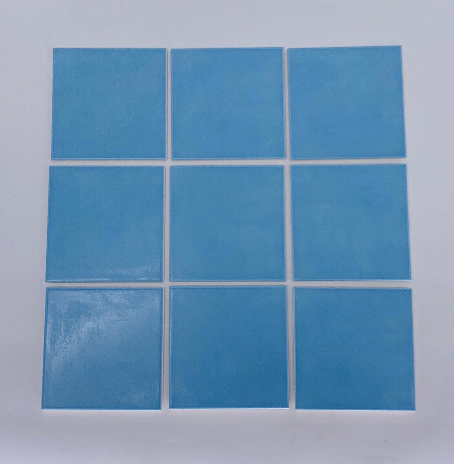 9 STEULER FLIESEN TILE Retro Ceramic Vintage 2002 5-3/4” Square 6mm BLUE Germany