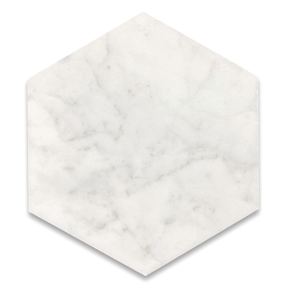 C36H 6″ Hexagon Honed Carrara White Marble Venato Carrera Bianco Tile