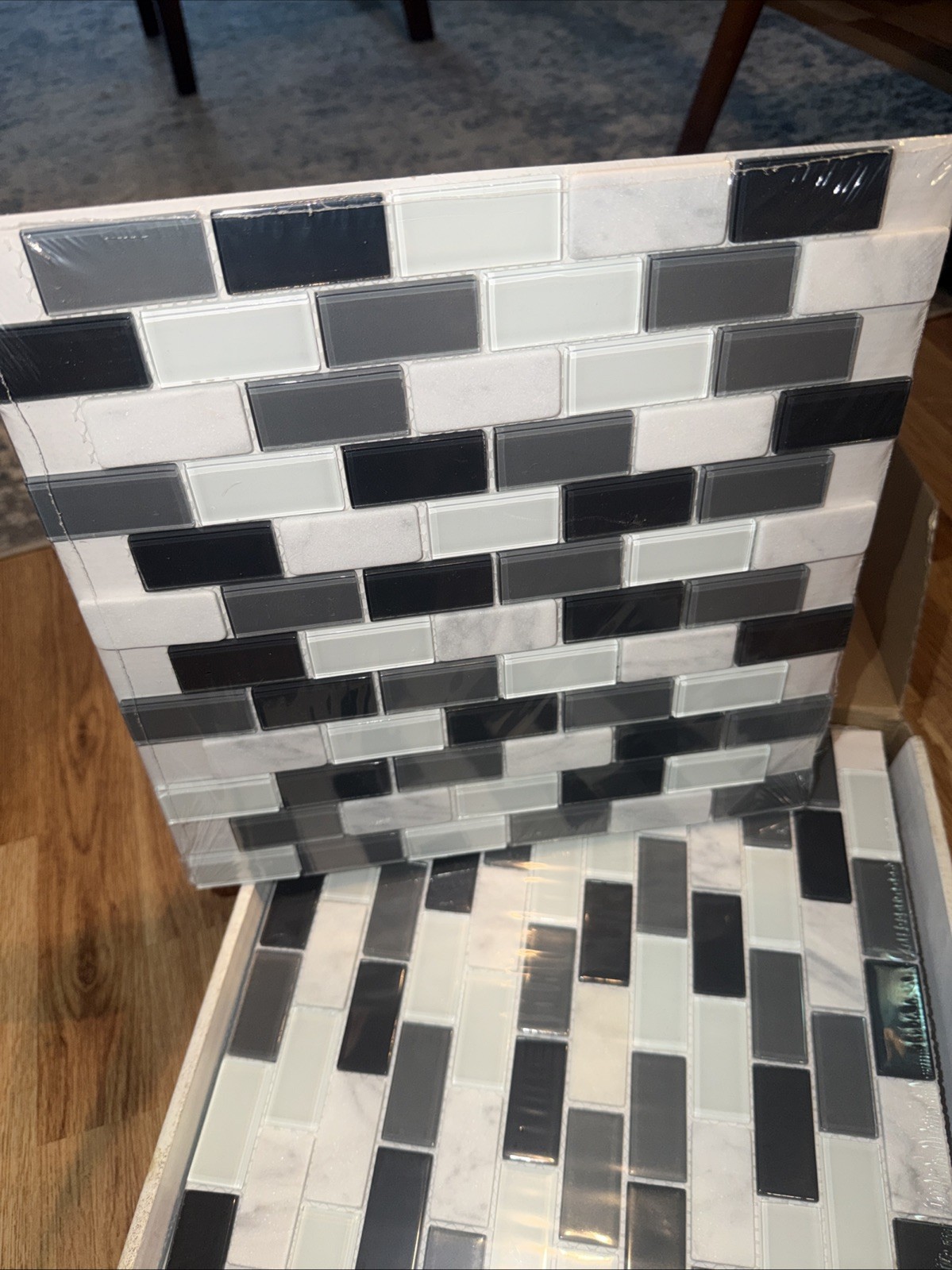 Elida 12×12 Midnight Glass Stone Decorative Mixed Mosaic