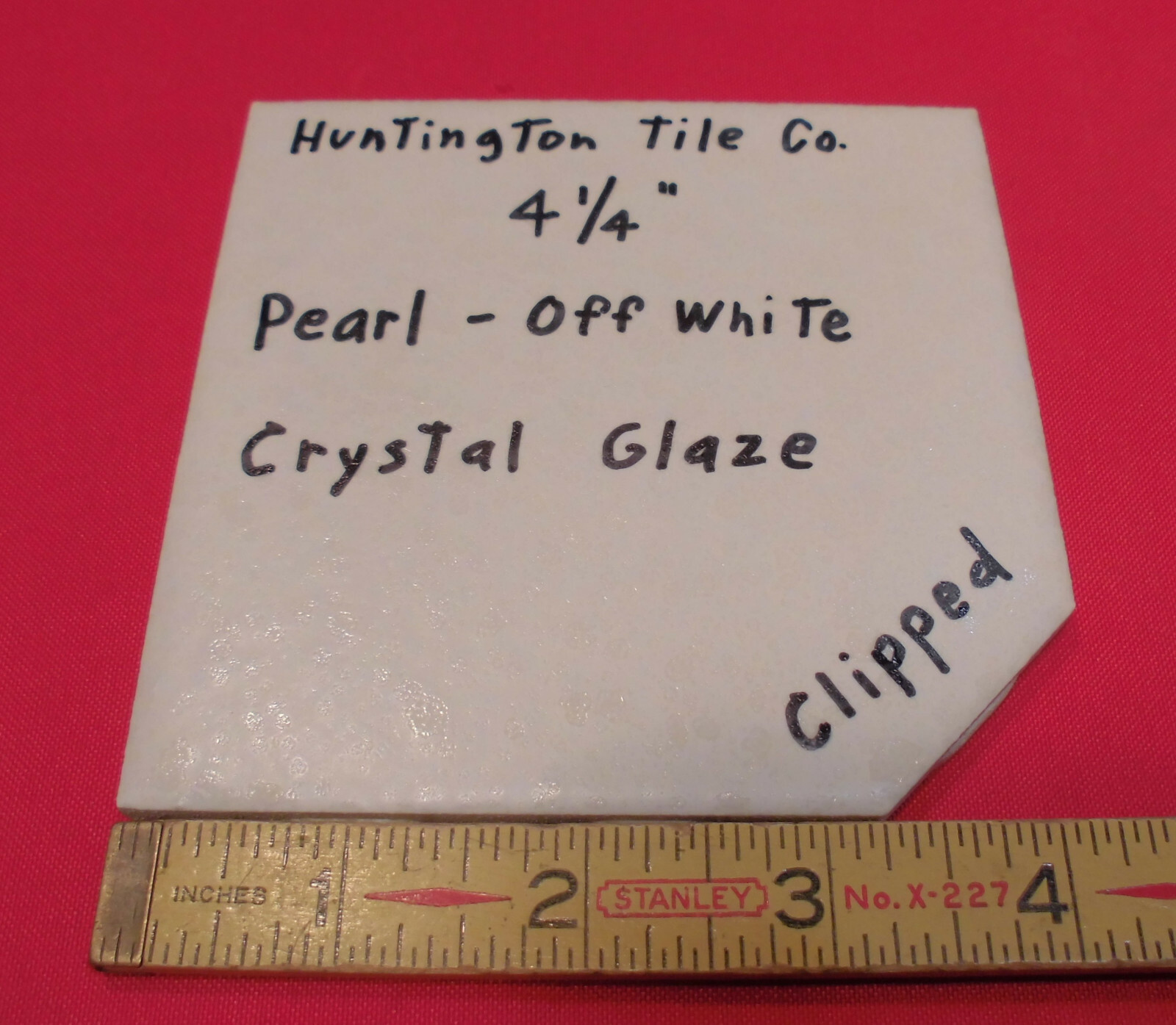 1 pc. *Pearl-Off White* Clipped Corner* Ceramic Tile 4-1/4″ Crystal Glazed NEW