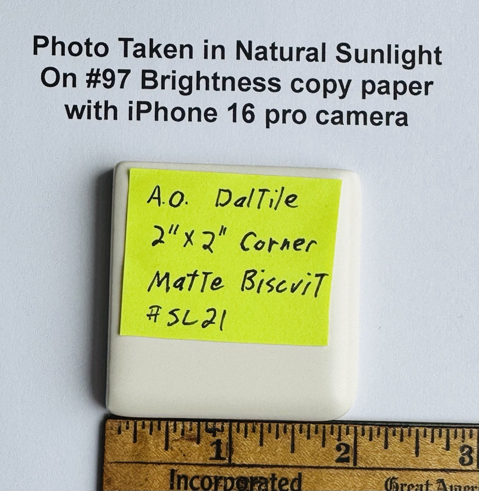 1 pc. Matte Biscuit 2″ X 2″ X 5/16″ Ceramic Surface Bullnose Corner Tiles, NEW