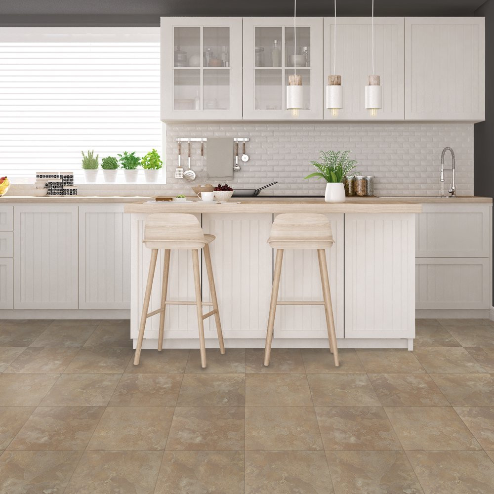 Self Adhesive Vinyl Floor Tile Light Slate Marble 20 Tiles/20 Sq. Ft., 12″ X 12″