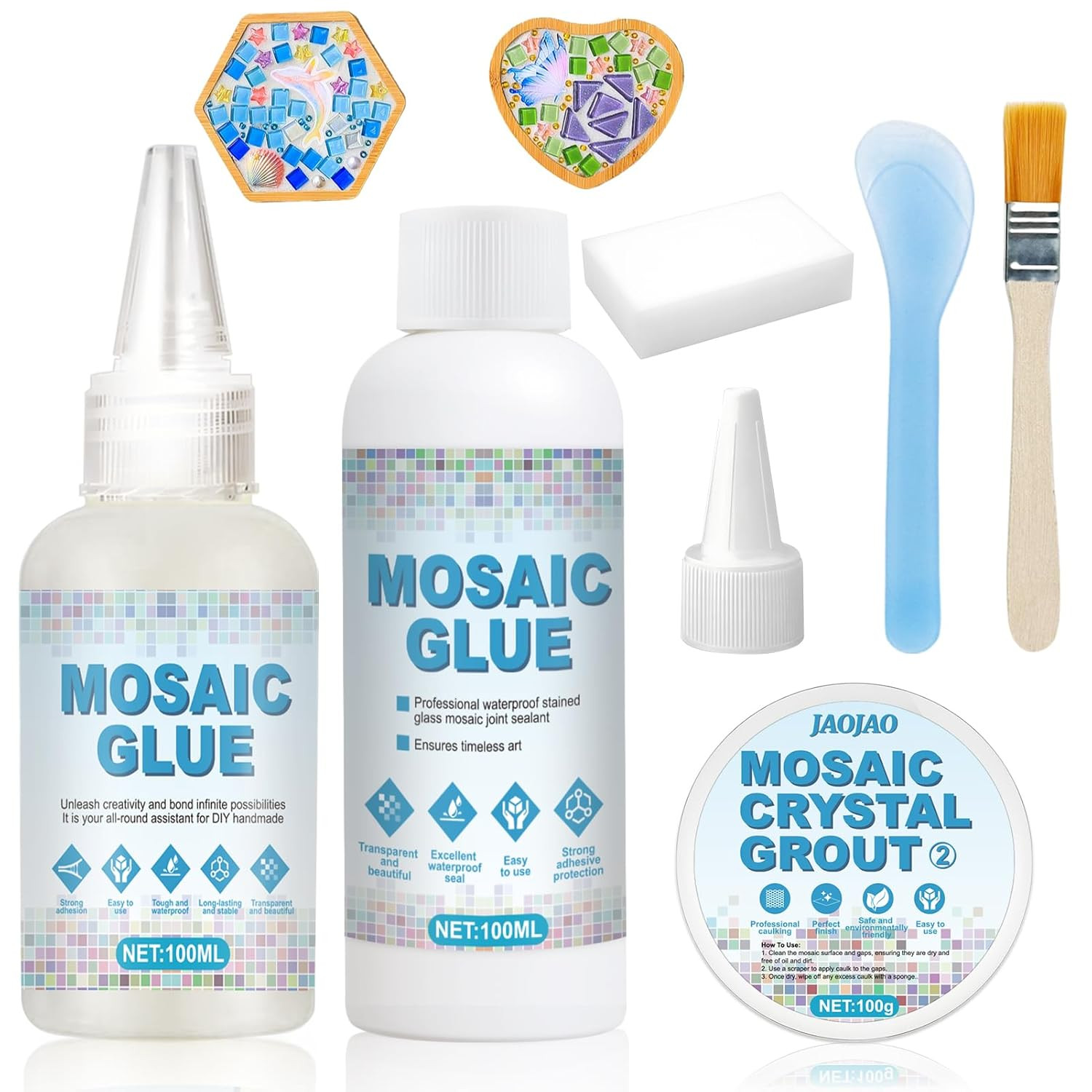 Mosaic Kit, Mosaic Grout, Glue and Seam Sealant Agent Waterproof Strong Adhesive