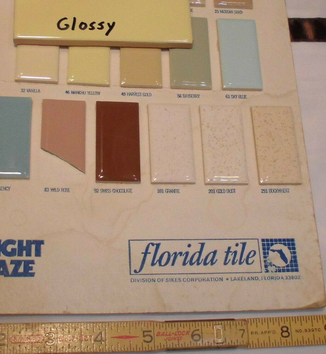 1 pc. Glossy Yellow Ceramic Tile 4-3/8″ ; Matches: Florida, Mosaic & Robertson