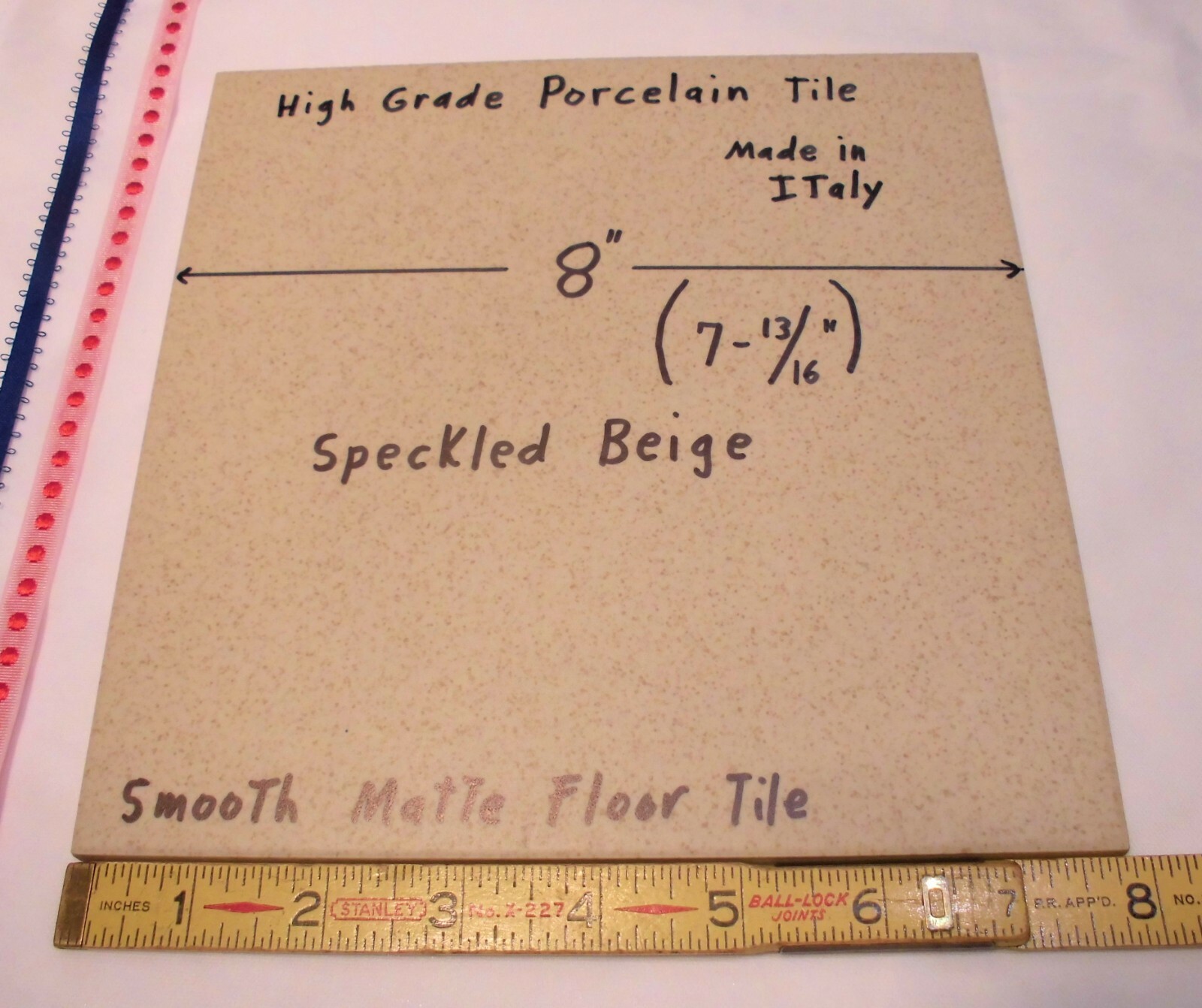 1 pc. Speckled: Smooth Porcelain Floor Tile 8″ X 8″ Light Beige + Gold Specks