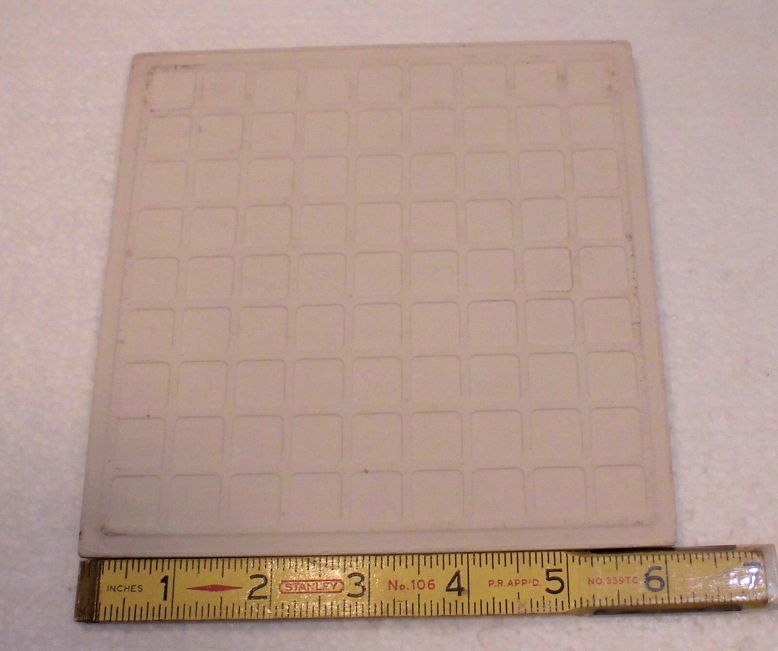 1 pc. Off-White + Dark Swirls: 6-1/8″ Square, Matte Ceramic Tile by Florida, NEW