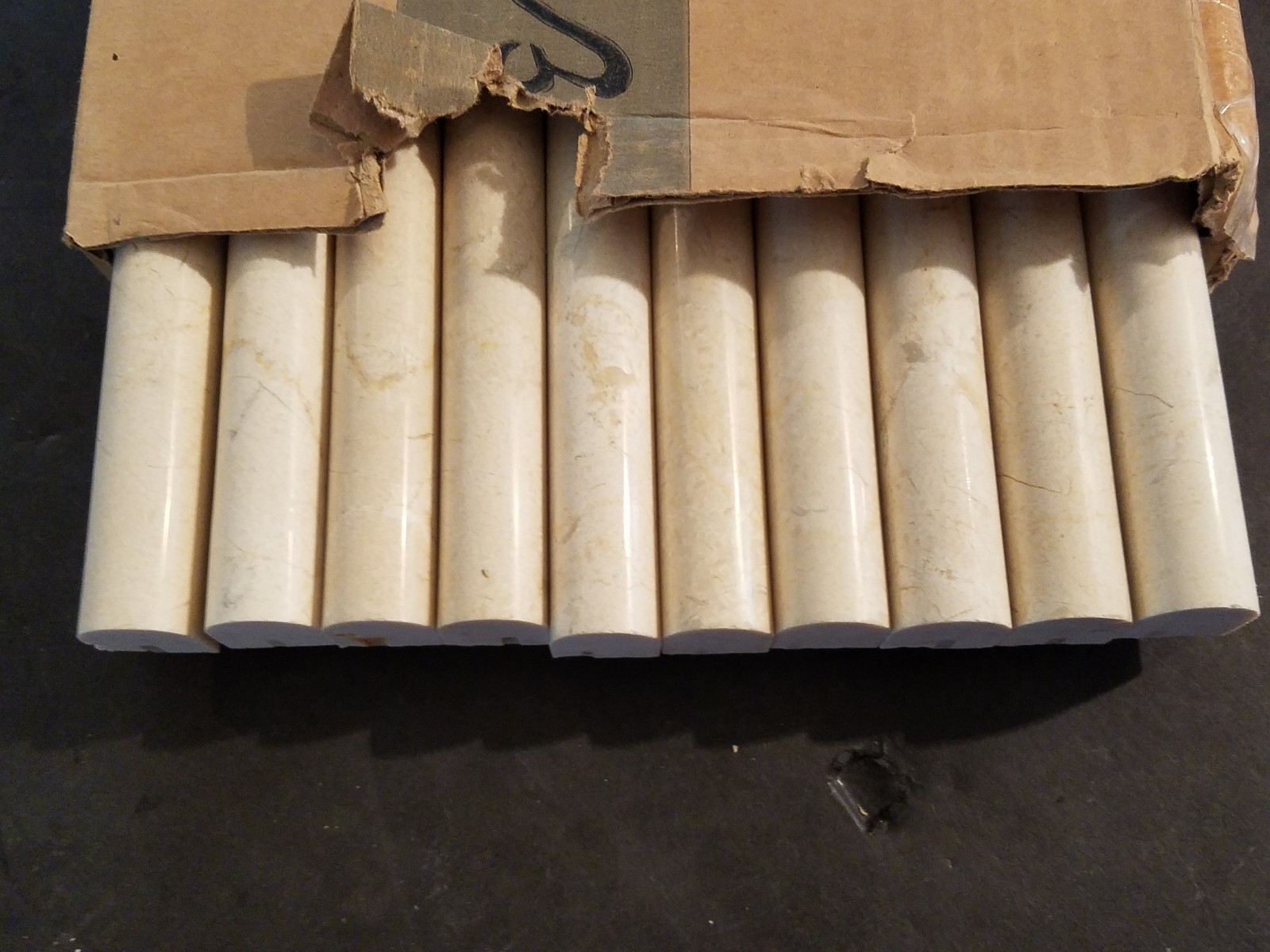 (1 EA) Emser Natural Stone 12″ x 1″ Polished Marble Cigaro Liner in Crema Marfil