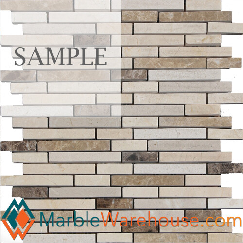 Random Crema Marfil, Light Emperador & Dark Emperador Mosaic + Free Shipping