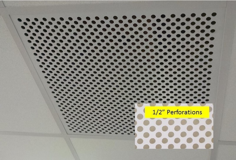 2’x2′ White Plastic Perforated Ceiling Tile with 1/2″ holes-2pack
