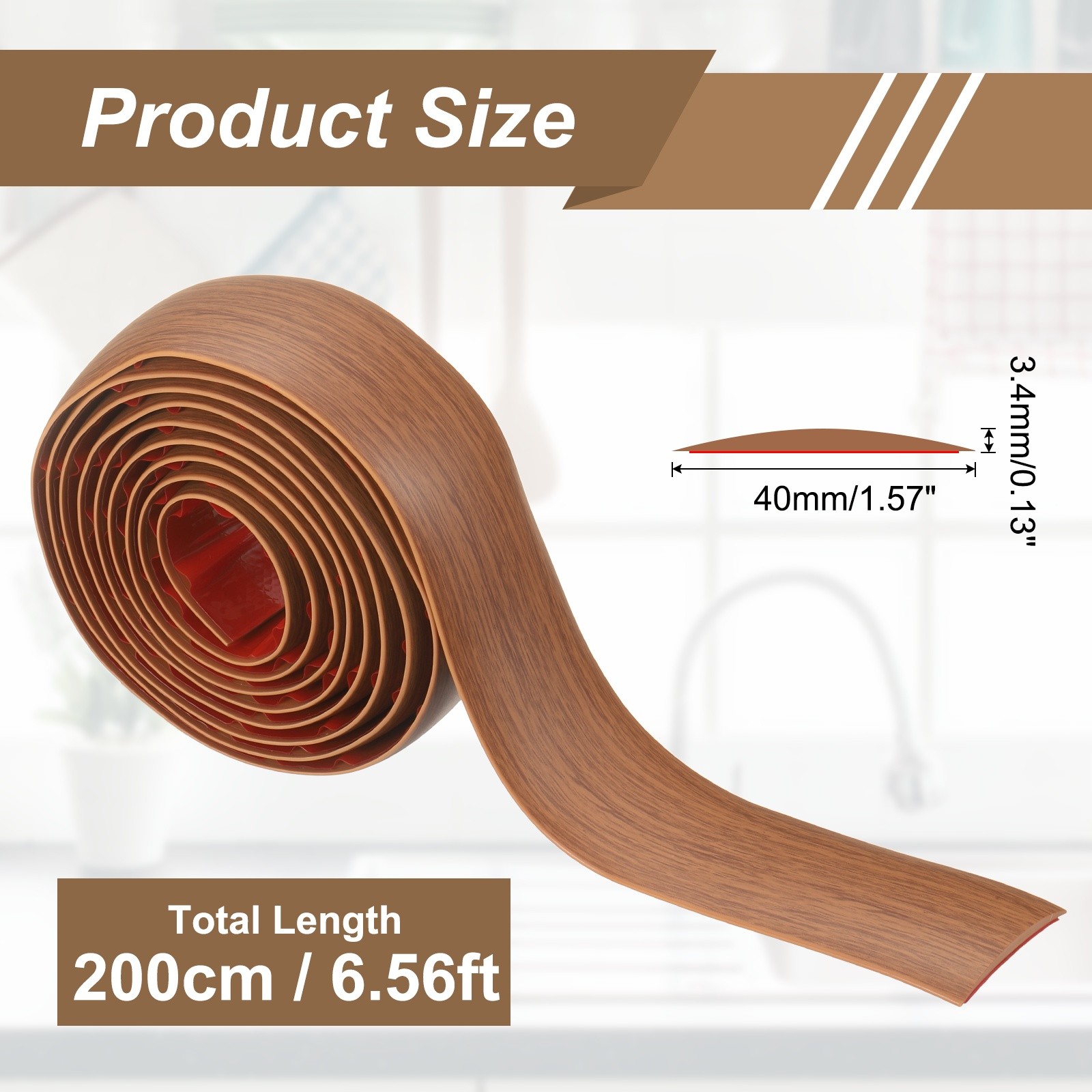 Floor Transition Strips 6.56 Ftx1.57″ PVC Edging Trim Teak Wood Grain