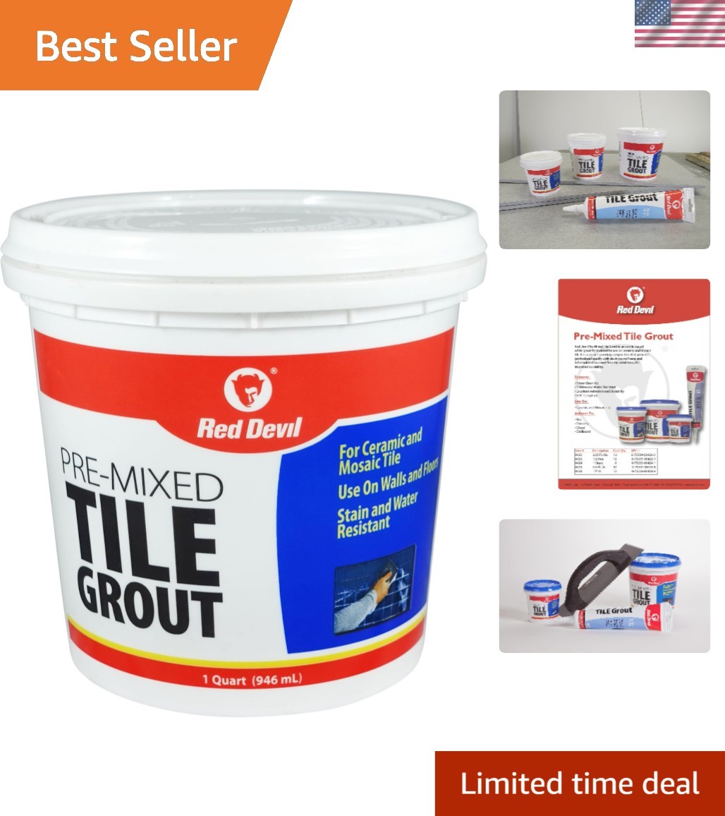 Professional Quality Pre-Mixed Tile Grout – 1 Quart, Water Resistant & Durable