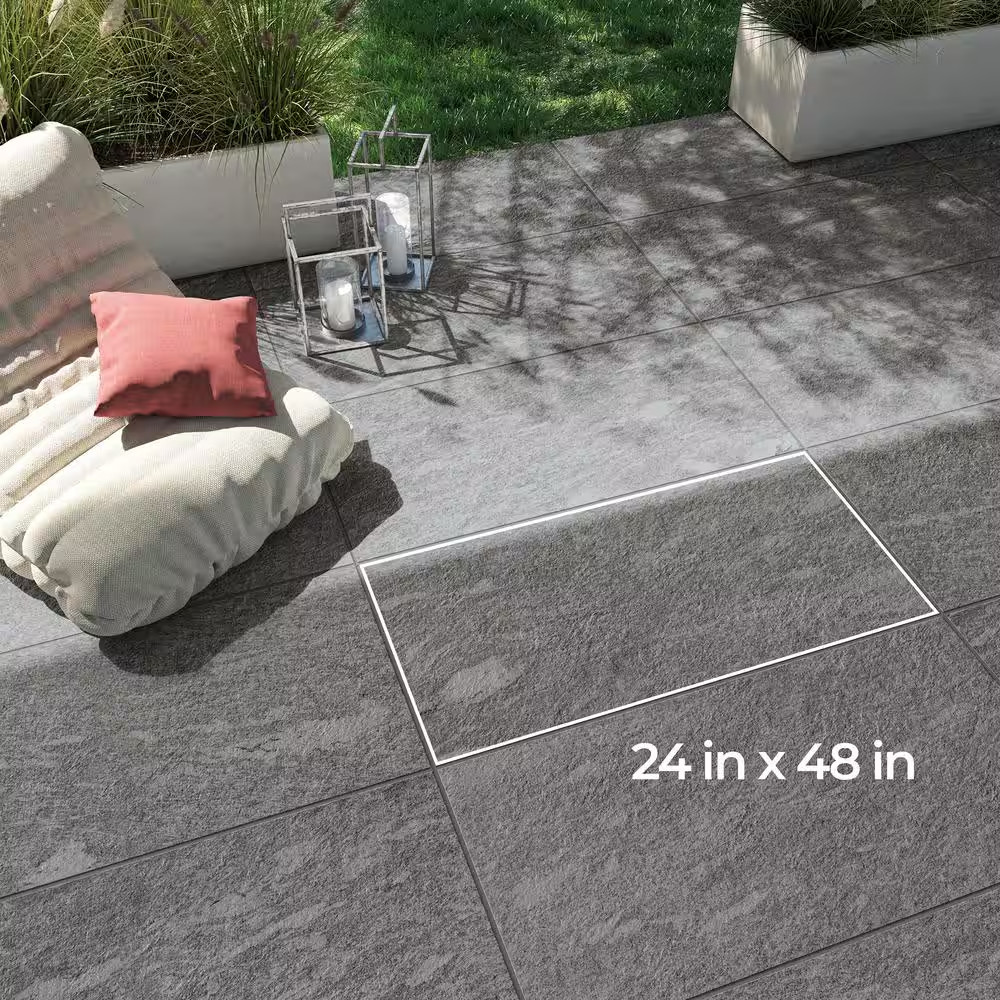 Porcelain Paver Tile 24×48 Gray Outdoor Patio Pool Deck Slip Resistant Stone 3CM