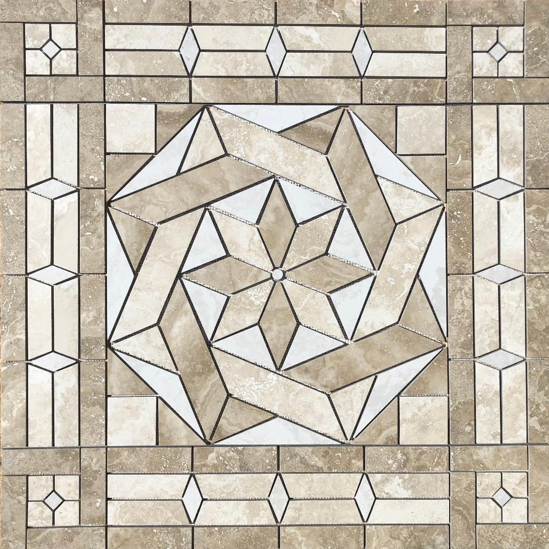36″ x 36″ Tile Medallion – Happy Floors Cipriani tile, mimic travertine tile