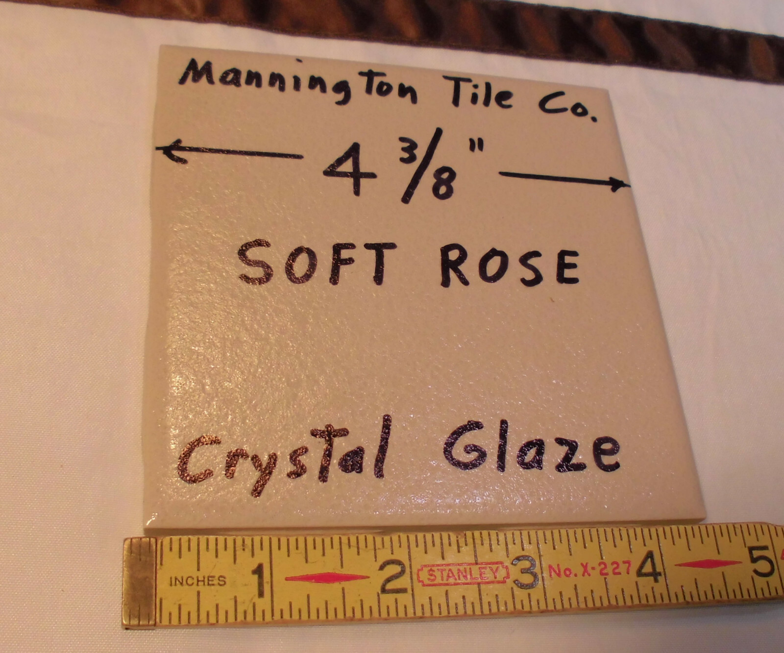 1 pc. Light-Rose-Pink: 4-3/8″ Ceramic Tile by Mannington, Matte/Crystall Glazed