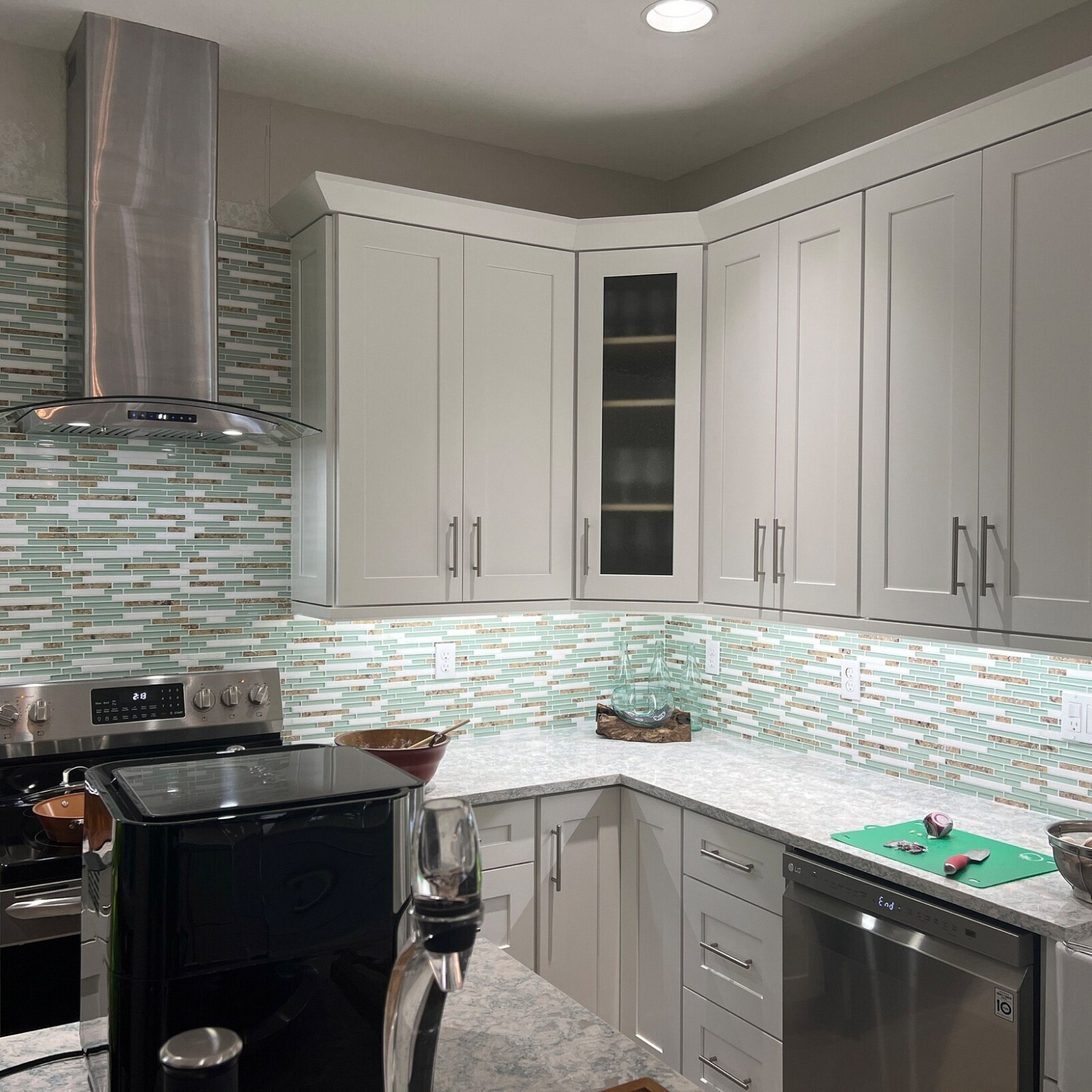Glass Stone Mosaic Linear Wall Tile Beach Style House Coastal Backsplash