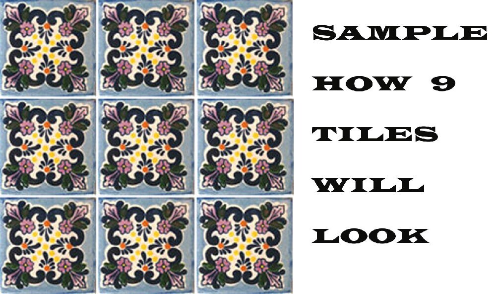 #C008) Mexican Tile sample Ceramic Handmade 4×4 inch, GET MANY AS YOU NEED !!