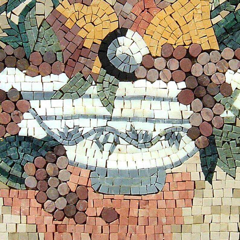 FRUIT BOWL ART – Kitchen Backsplash Mosaic Wall Art – Square-Shaped Fruit Bowl M