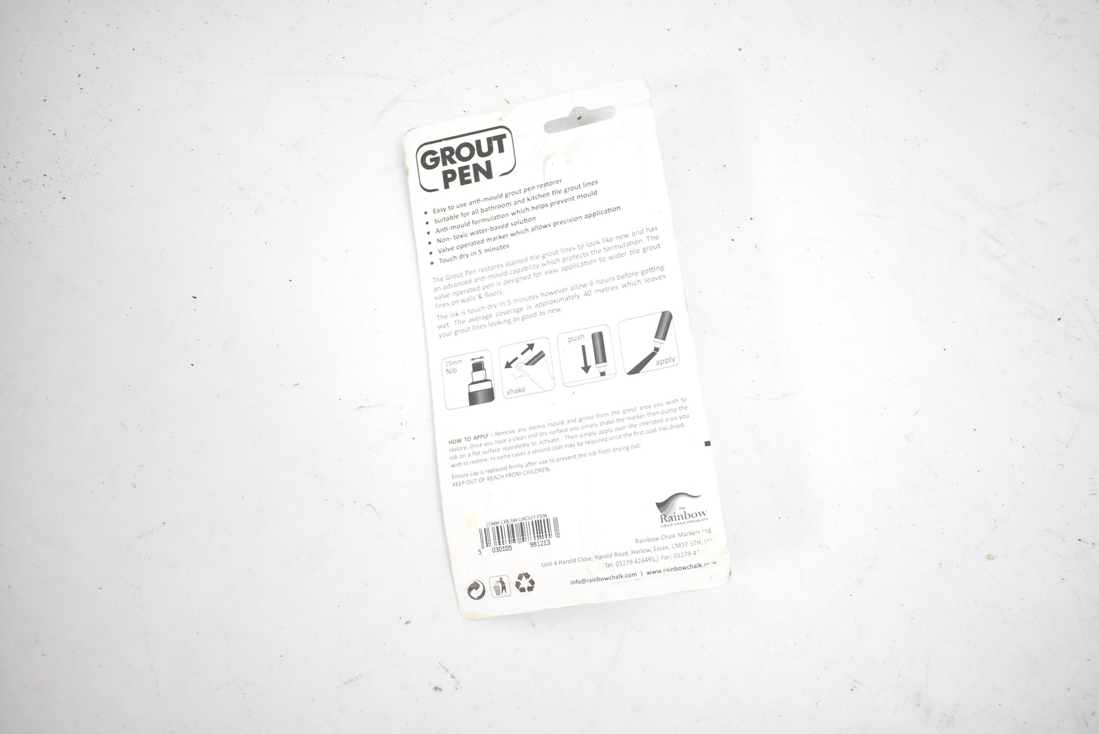 Grout Pen 15mm Advanced Anti-Mould Tile Marker 20ml Bathroom Kitchen Grout