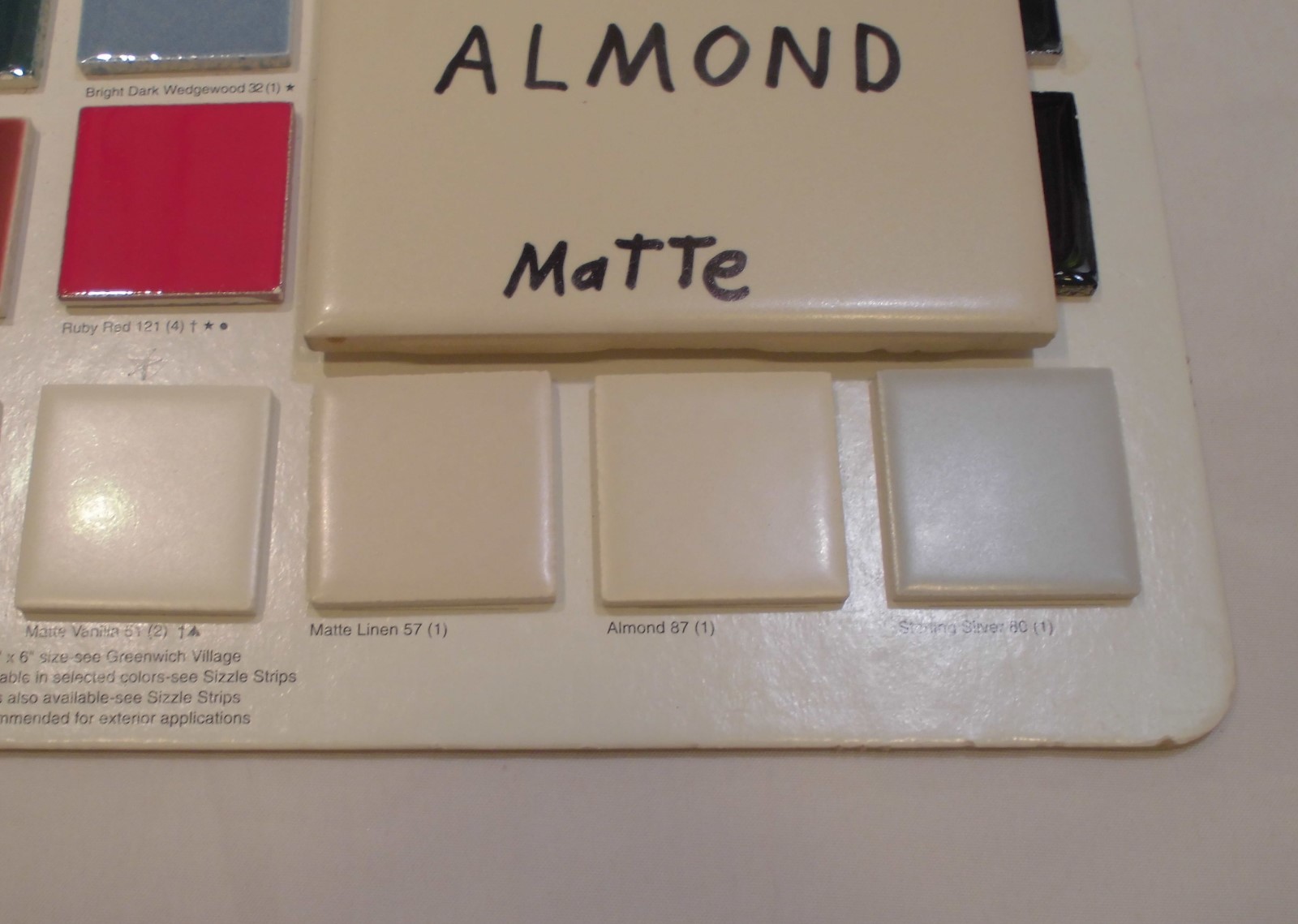 1 pc. Vintage Matte *Almond* Ceramic Tiles 4-3/8″ by Mid-State-Tile NOS