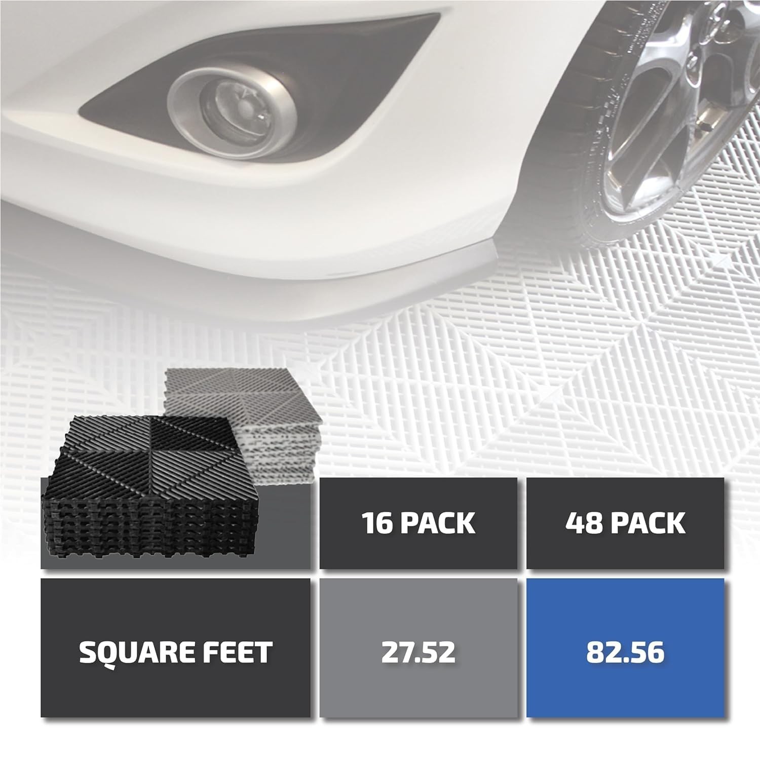 Ribbed Interlocking Garage Floor Tiles Vented Self-Draining Non-Slip Flooring