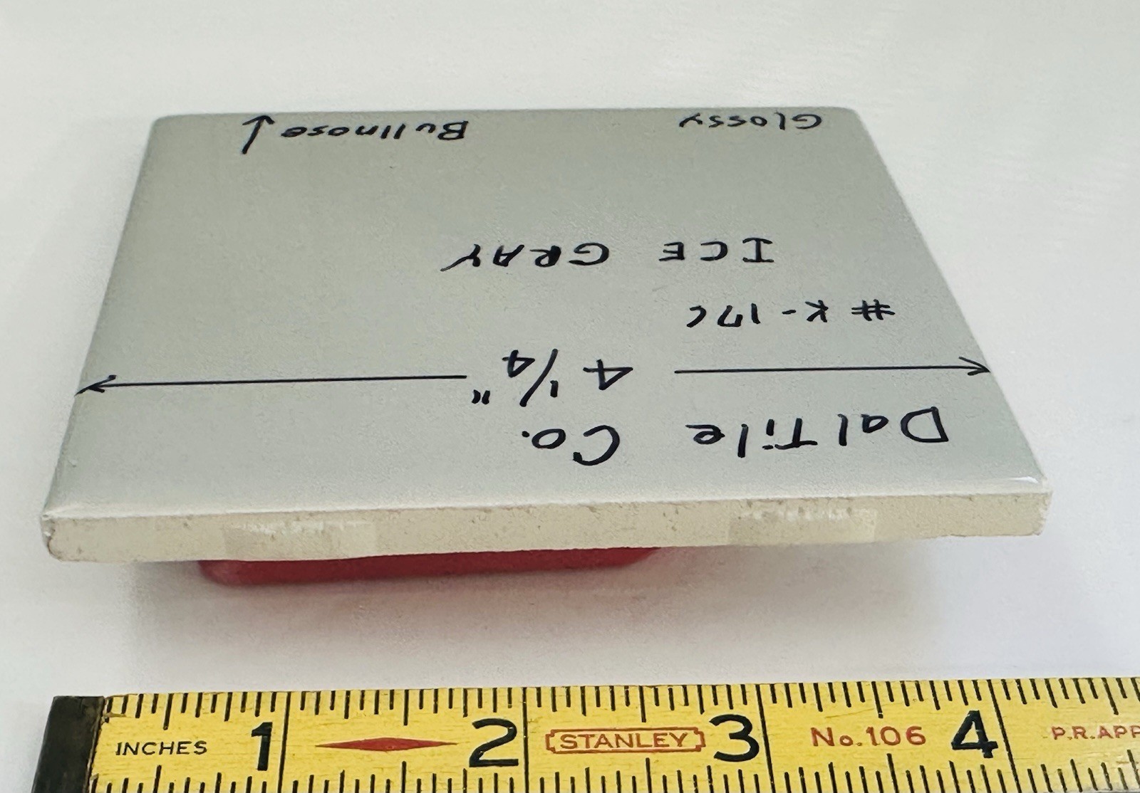 1 pc. Ice Gray #K-176: Glossy Bullnose Ceramic Tile by Daltile: 4-1/4″ New Stock