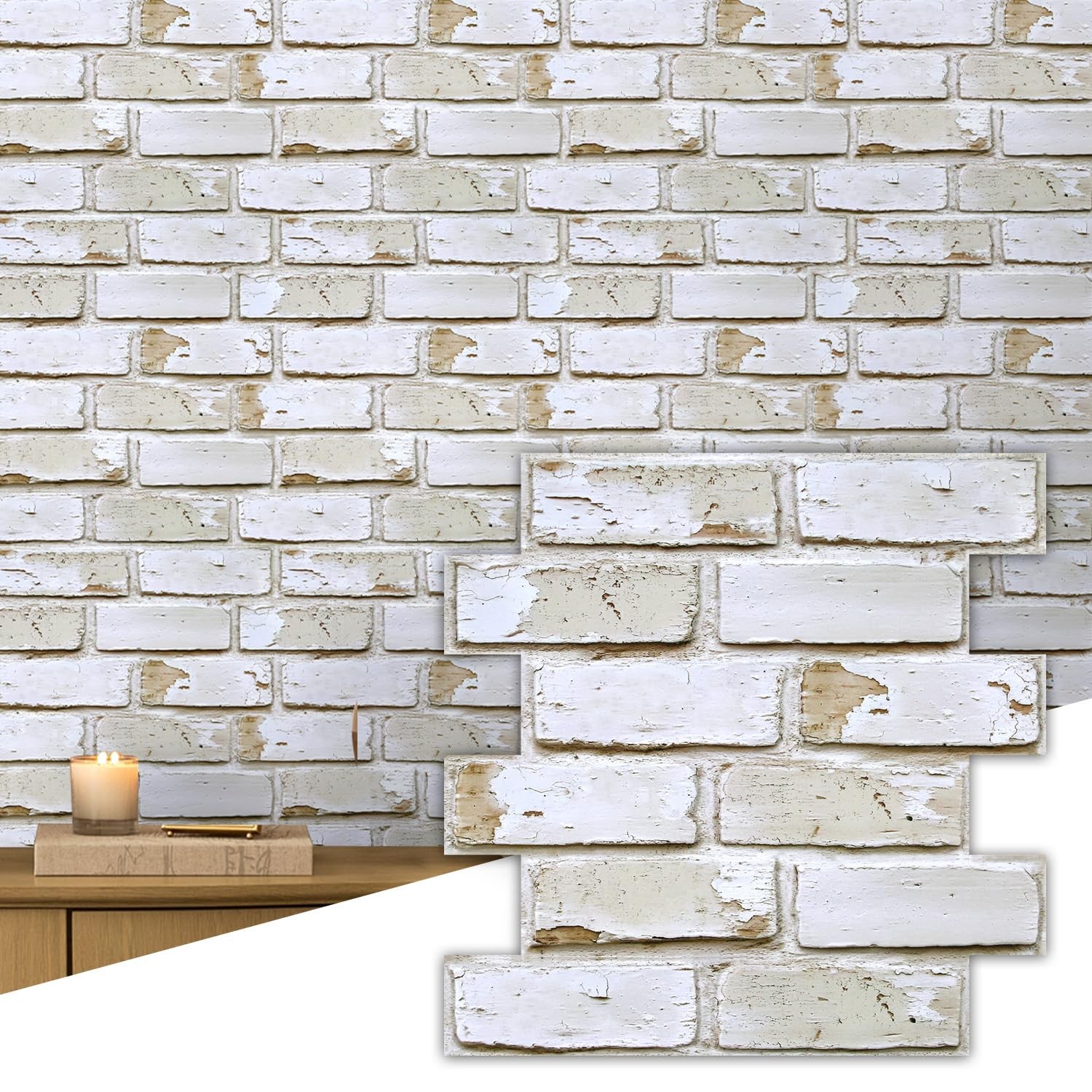 3D Brick Wall Panels Peel and Stick – 10 pcs 11.8″x11.8″ Small Size Thin PVC …
