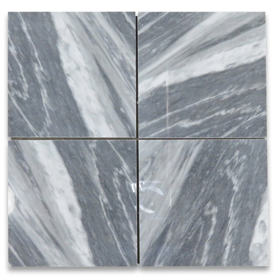 K44P Bardiglio Gray Dark Grey Marble 12×12 Tile Polished