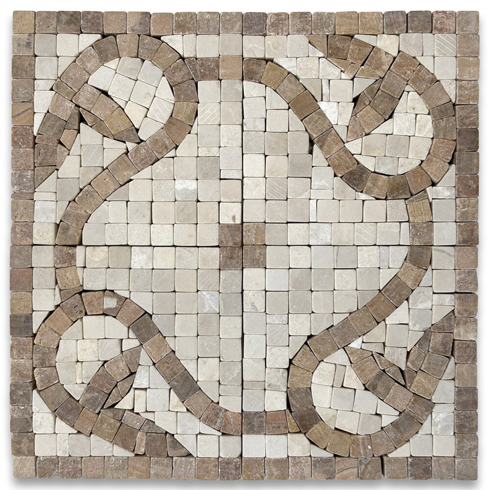 B0008CT Marble Mosaic Border Bathroom Accent Tile Vine Yellow 4×4 Tumbled
