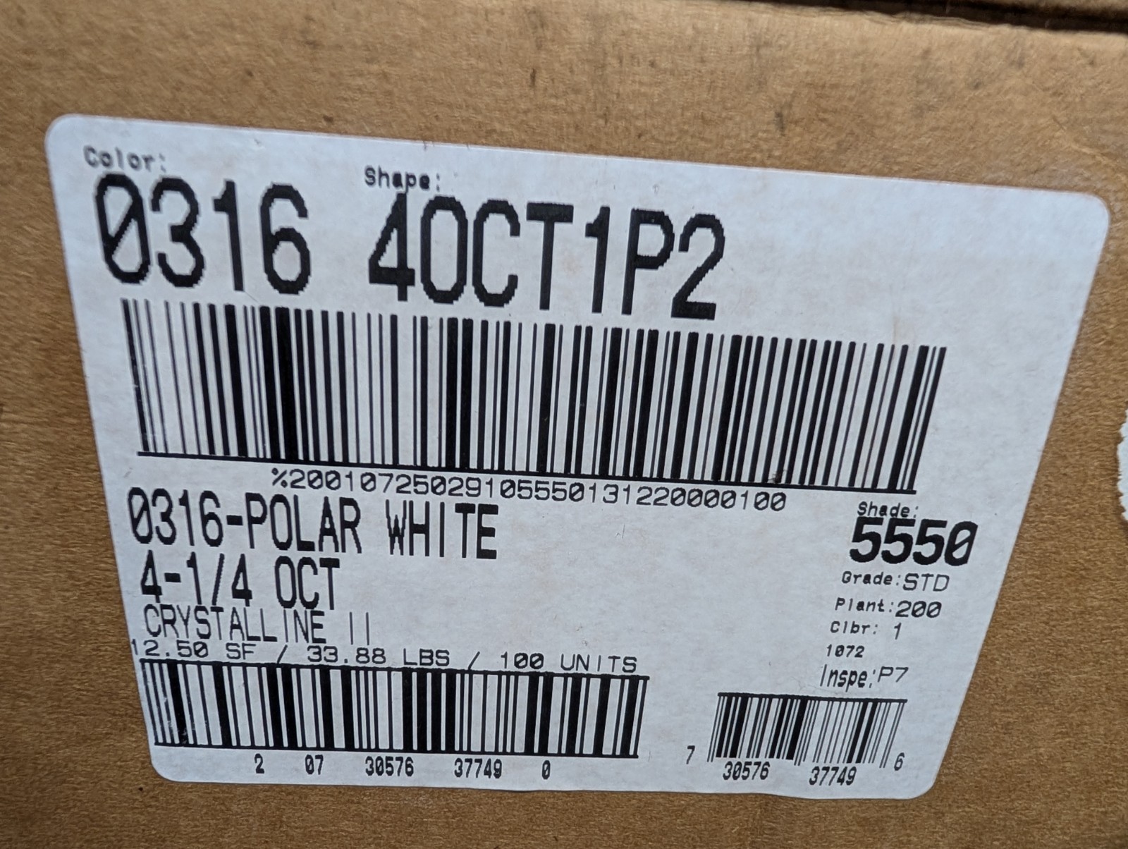4 pcs American Olean Ceramic Tile 4 1/4″ Crystalline II POLAR White Octagon #316