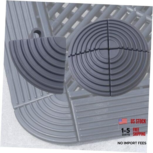 Garage Floor Tiles Looped Edge, 15.5″ x 2.35″, 4 Round corner – 4 Pack Gray
