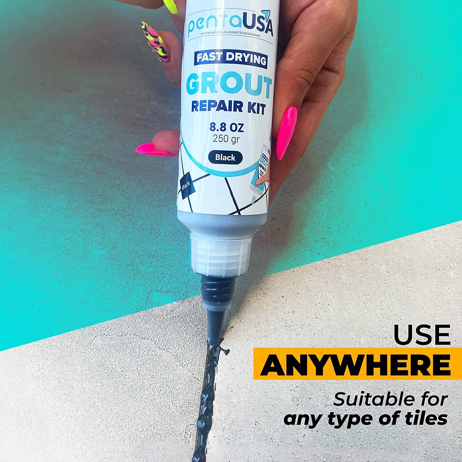 Tile Grout Repair Renew Fills Tube, 3 Triple Protection, Fast Dry Grout Repair