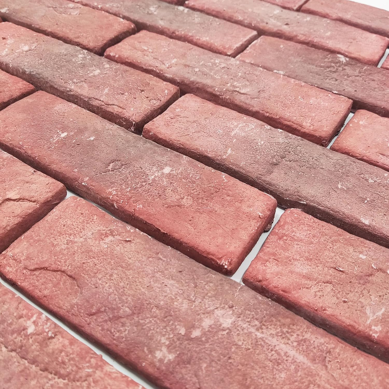 20 Pcs Red Thin Wall Brick Veneers, 2.4″ x 7.9″ for Kitchen Backsplash, Fireplac