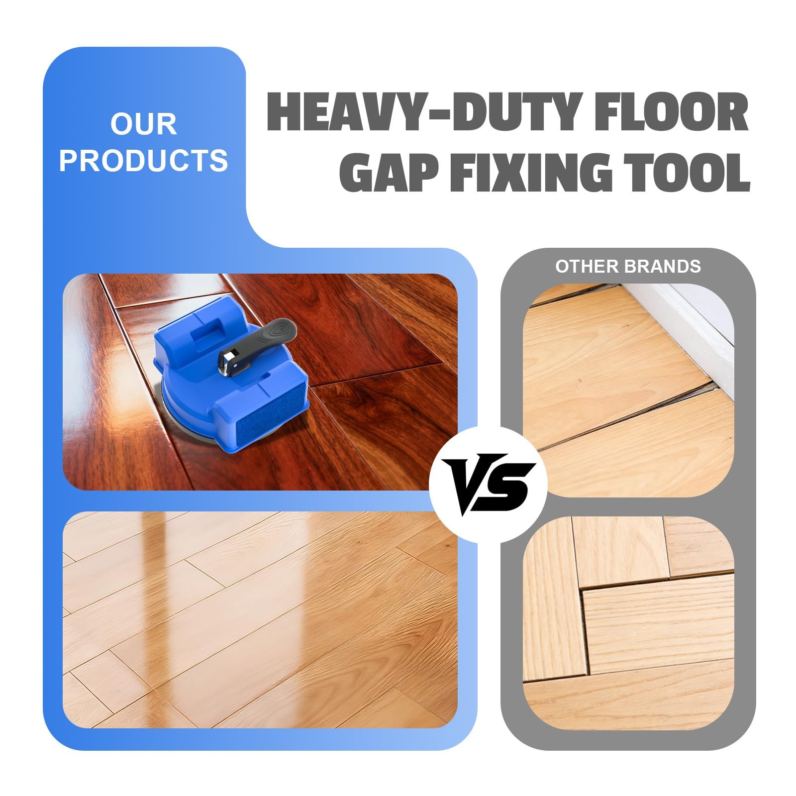 2PCS Floor Gap Fixer Tool, 2026 New DualSide Striking Vacuum Suction Plank Ga…