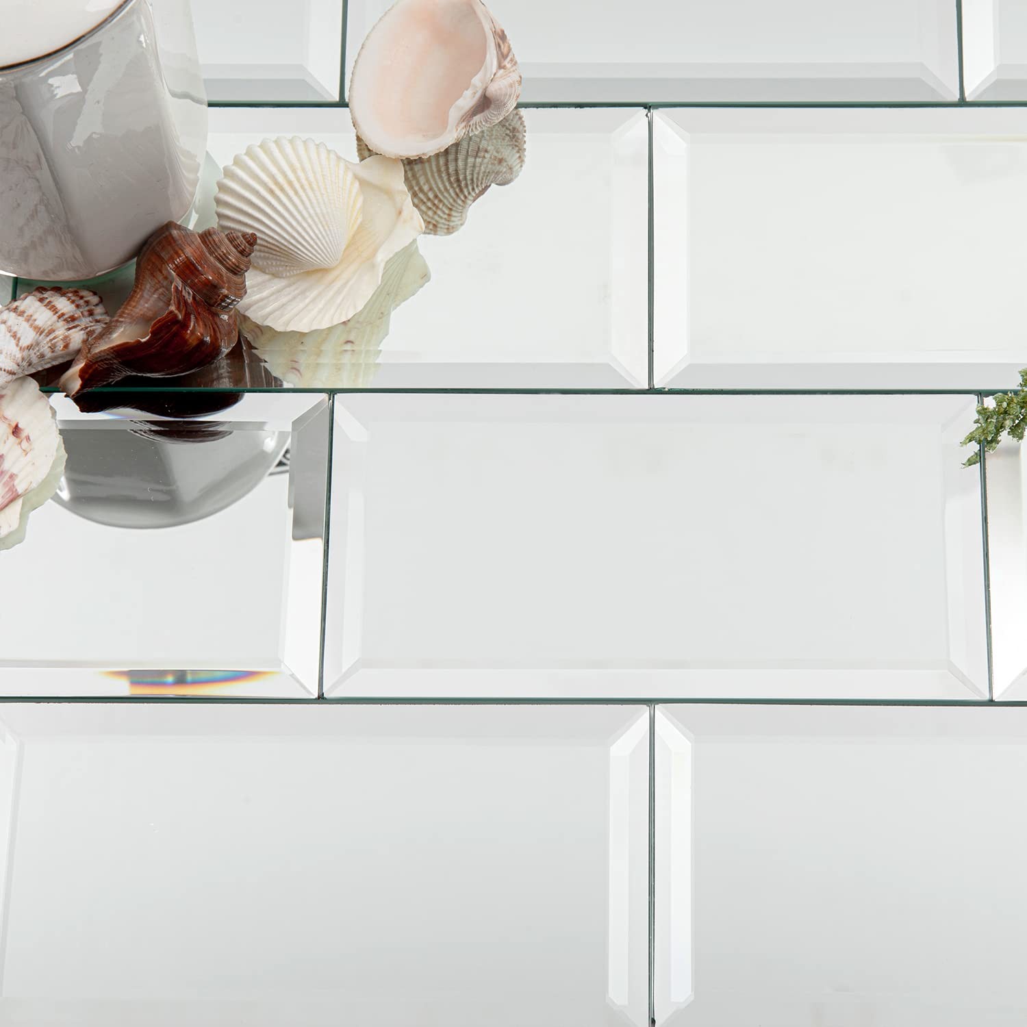 Mirror Subway Tile, Beveled Mirror Backsplash 3×6 Inch for Kitchen Bathroom W…
