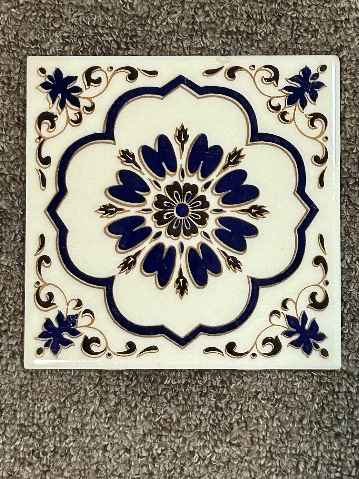 Lot of 2- 6 x 6 inch X 1/4 inch DAL-TILE Made In Mexico Blue-Brown