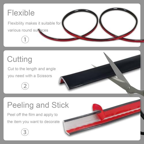 20ft Outside Vinyl Corner Trim Peel and Stick for Tile and Wall Edges, Black
