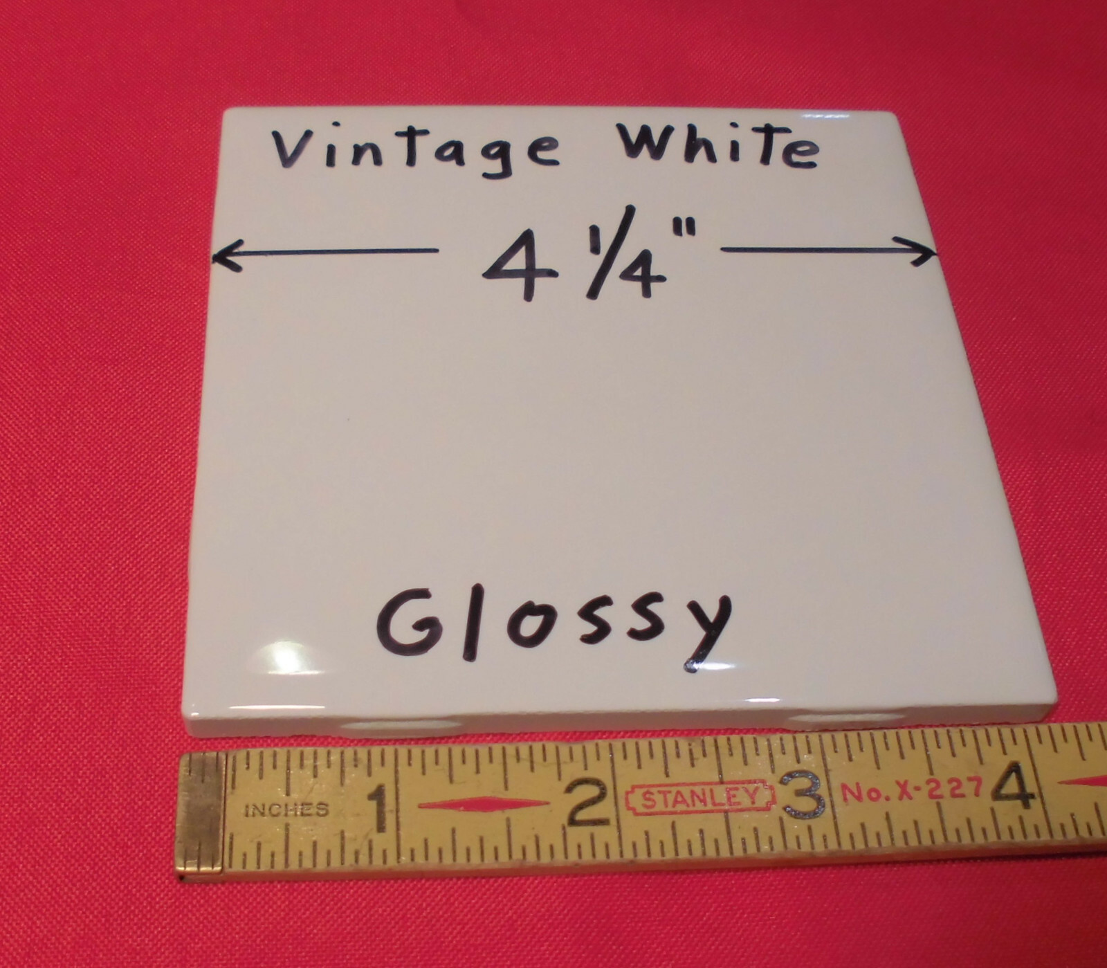 1 pc. Vintage White: 4-1/4″ Glossy Ceramic Tile from the 1990’s New Stock, USA