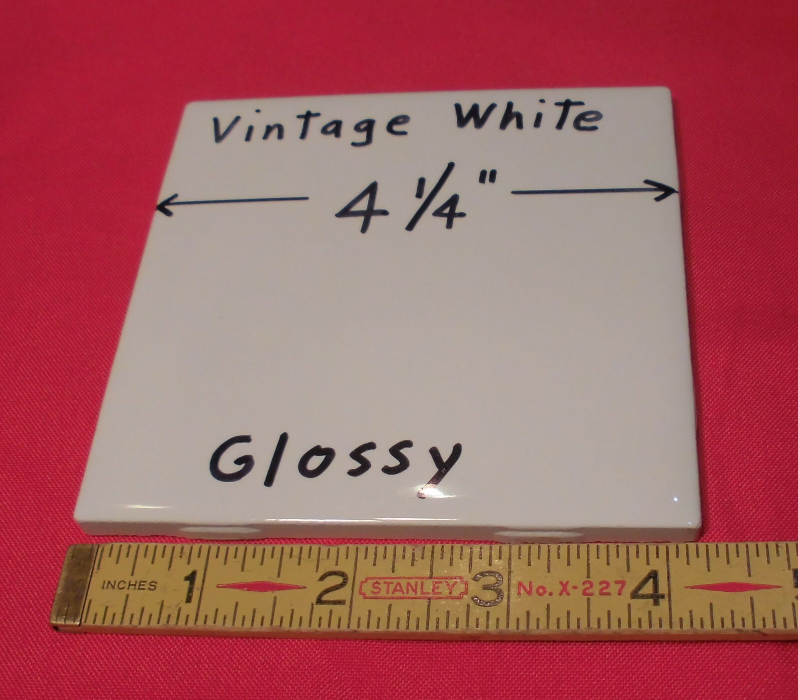 1 pc. Vintage White: 4-1/4″ Glossy Ceramic Tile from the 1990’s New Stock, USA