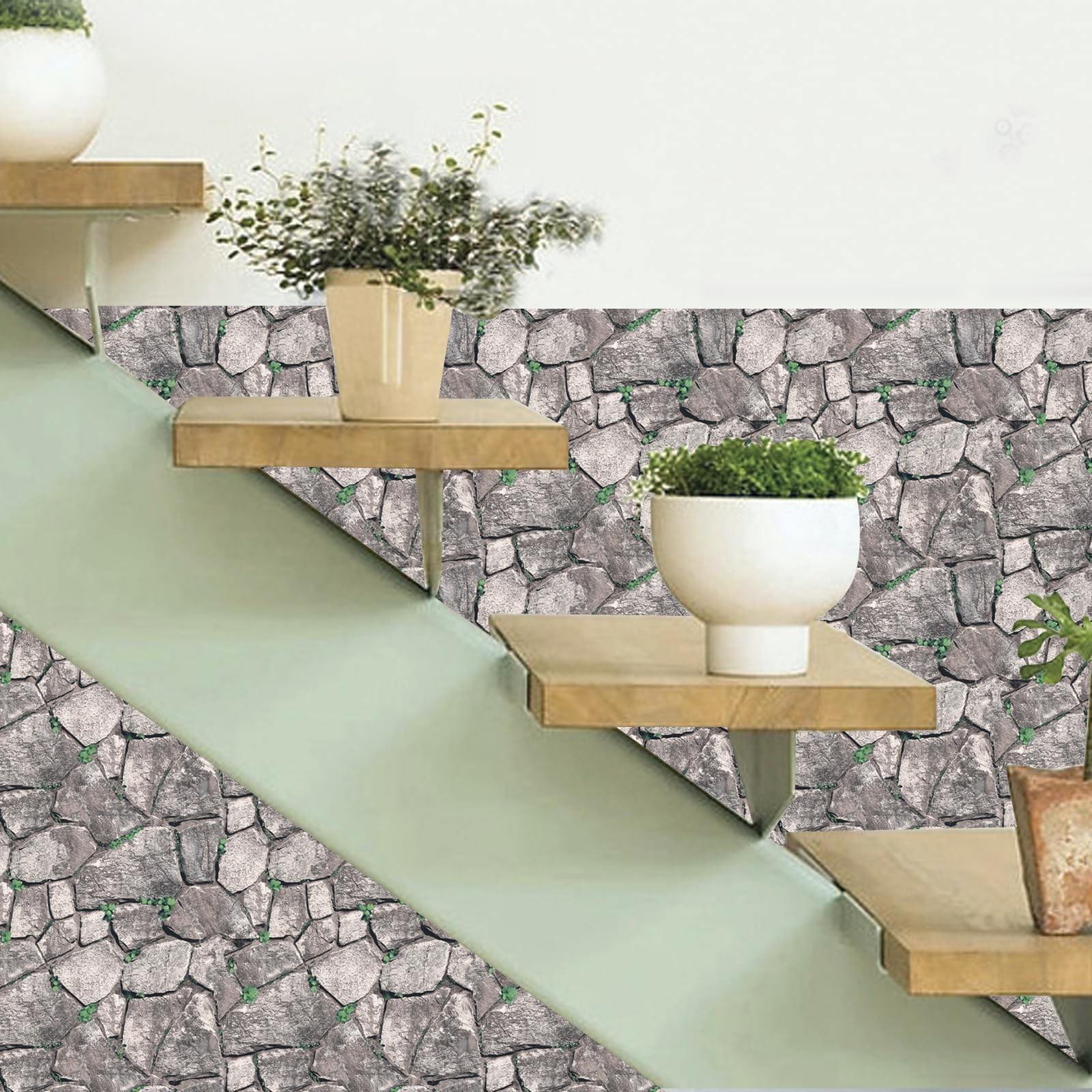 szgwtk 3D Panels Peel and Stick,Simulated Stone Wall,PVC Waterproof Self Adhe…