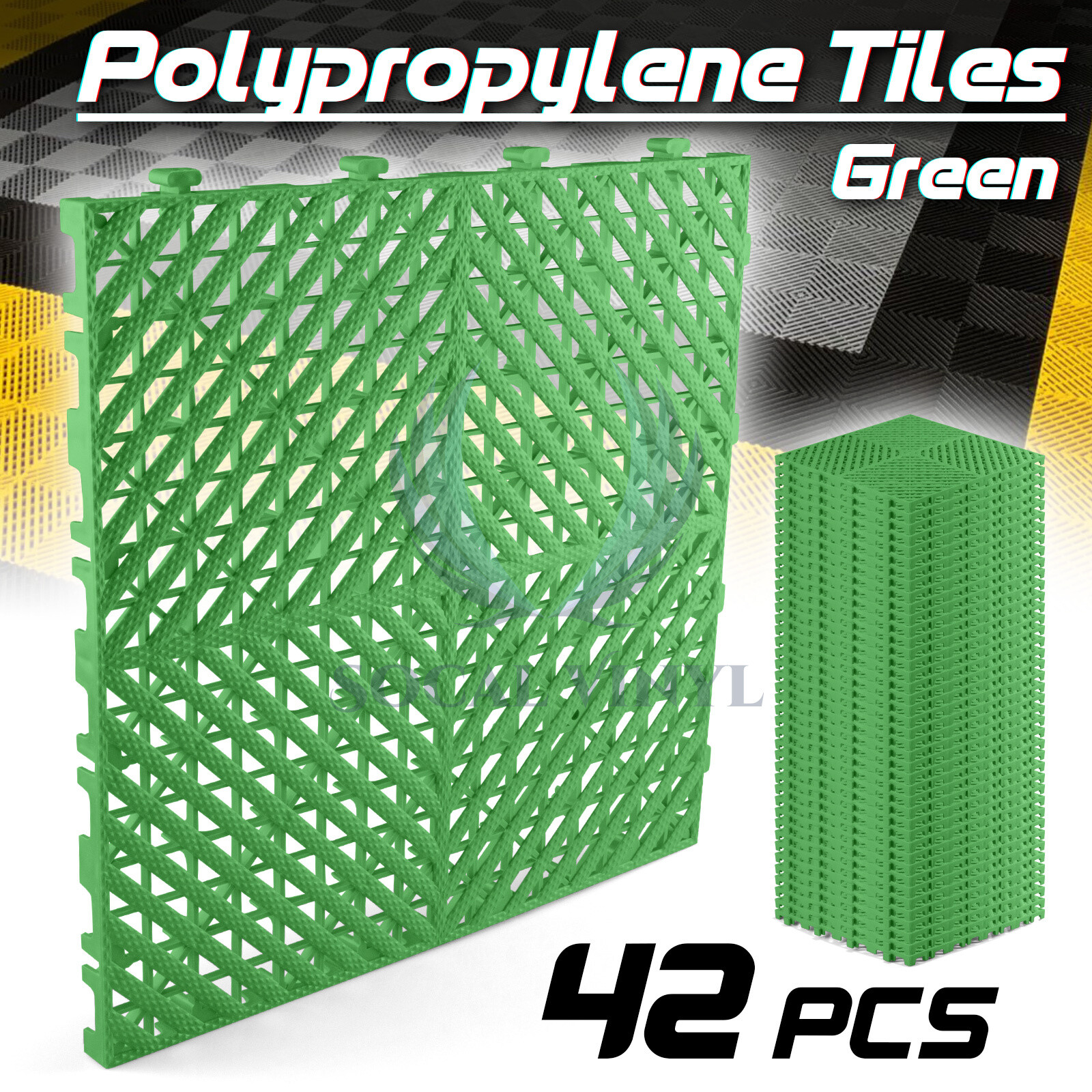 42pcs 16″x16″ Green Garage Floor Mat Perforated Flooring Tile Shop Interlocking
